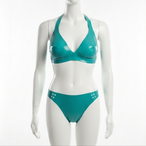 Other - Latex Turquoise Bra Set